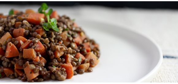 Lentils with bacon