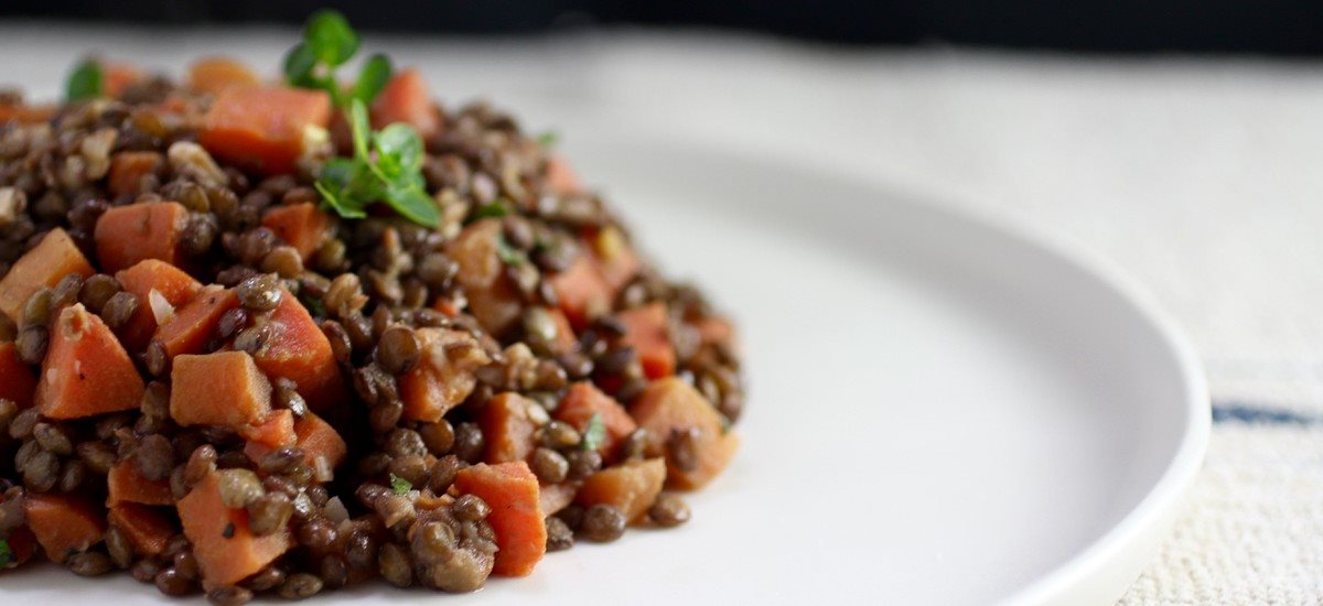 Lentils with bacon