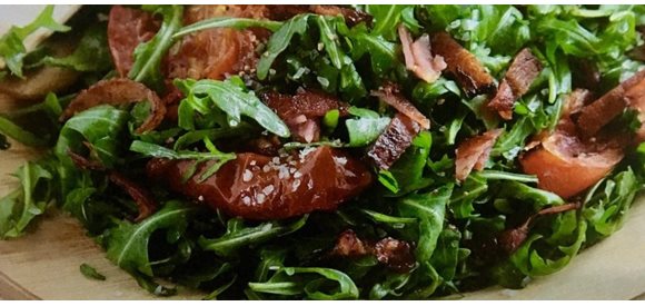 Green salad with pork pancetta