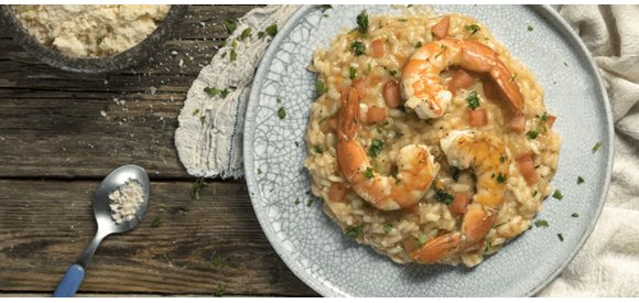 Risotto with shrimps and zucchini