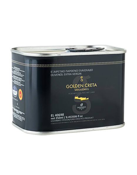 EXTRA VIRGIN OLIVE OIL PDO MESSARA "GOLDEN CRETA 250ML TIN"