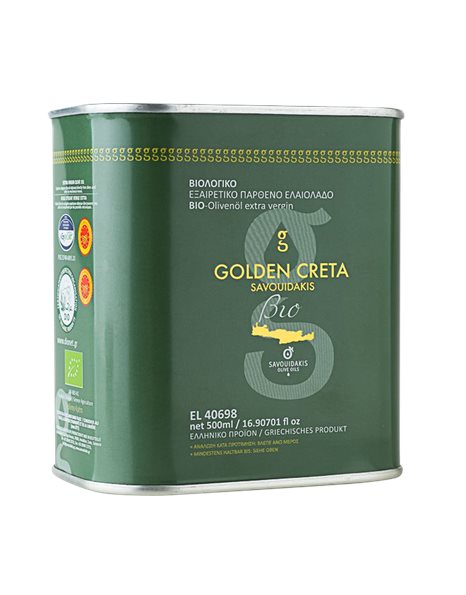 EXTRA VIRGIN OLIVE OIL BIO PDO MESSARA "GOLDEN CRETA 500ML TIN"